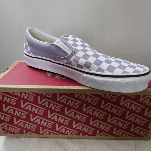 Vans Other - Vans Lavender and White Checkered Slip-Ons
